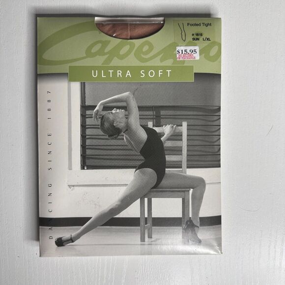 Capezio Accessories - Capezio Ultra Soft Footed Tights #1815 Sun L/XL Matte Semi-Opaque Dancewear
